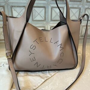 Stella McCartney Circle Logo Tote, color Moss (light brown) with dust bag